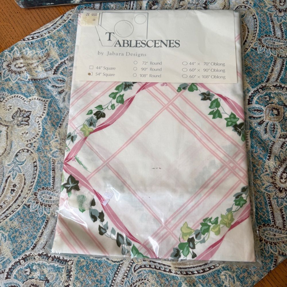 Tablecloth New With Tag Vintage 54″ Cotton Still in Original Packaging Floral
